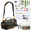 Fishing Tackle Bags with Tackle Box,Waterproof,Padded Shoulder Strap,Gear Storage,Fish Bag with 136 Pcs Fishing Lures Kit,Fish Hook Remover Tool,Fish Lip Gripper,Fishing Plier,Gifts for Men (Green) - color: Green