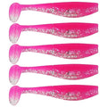 MAFIMOEA 50 Pcs Soft Fishing Lures Plastic Paddle Tail Swim Baits Kit for Bass Trout Walleye Crappie 5 Mixed Colors Fishing Soft Plastic Lure Kit 5.5CM - color: Red