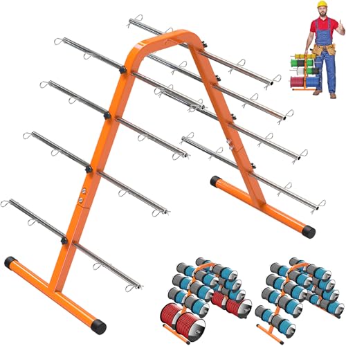 Kipika Portable Wire Spool Rack - Heavy-Duty Steel Cable Dispenser with 8 Adjustable Rods, Spool Rack Holder for Efficient Storage & Dispensing, 8" Max Capacity, Orange - color: A - Orange Wire Spool Rack (8 Rods)