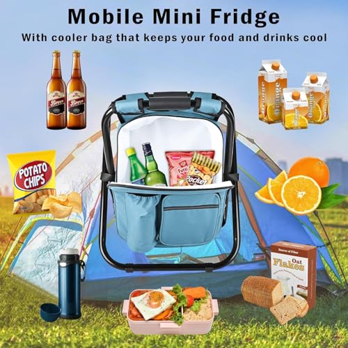 Kikerike Backpack Stool Cooler Chair Heavy Duty 300 LBS Max Load Portable Lightweight Folding Fishing Cooler for Camping Hunting Fishing - Sky Blue - color: Sky Blue