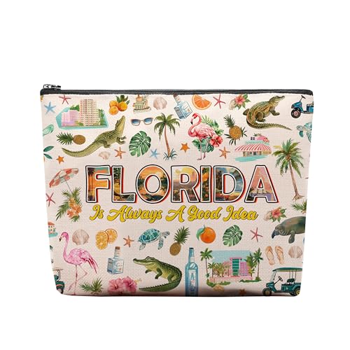 Florida Makeup Bag, Florida Gifts For Women Friends, Vacation Souvenirs Makeup Pouch, Travel Toiletry Bag With Zipper, Birthday Anniversary Christmas Gifts For Best Friend Bestie Her - color: Florida