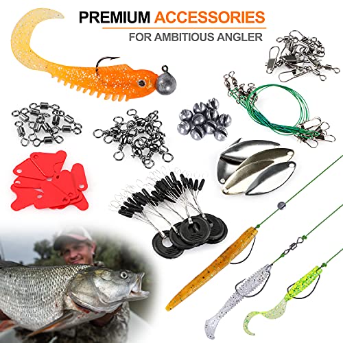 PLUSINNO Fishing Lures, All-in-One Fishing Tackle Box with Tackle Included, Fishing Gear Lure Bait Accessories Kit for Freshwater Bass Trout, Ideal Fishing Gifts for Men, Father & Beginners - color: 212Pcs Fishing Accessories Kit