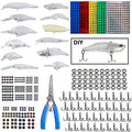 Unpainted Fishing Lures DIY Minnow Kit - 280/363pcs Blank Hard Crankbait Set Pliers Scissors,Treble Hooks,Split Rings,Stickers,3D Eyes for Making Lures DIY Fishing Tackle Kit - color: 363pcs kit