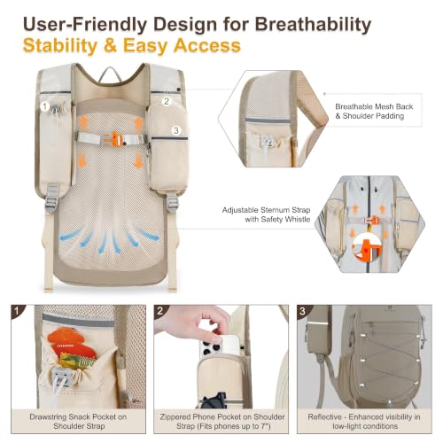 BECOJADDE Hiking Backpack 15L Small Backpack Packable Day pack Water Resistant Lightweight Travel Backpack for Women Men with Shoulder Strap Pockets for Hiking Camping Outdoor, Khaki - color: Khaki, size: 15L
