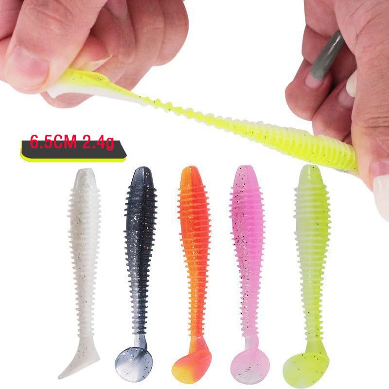 Soft Bait for Bass Fishing,Pre-Rigged Hookhead Fishing Lures, Soft Plastic Swimbaits with Paddle Tail, Trout Bass Sinking Baits Kit for Saltwater/Freshwater, Fishing Gear and Crappie Fishing Jigs