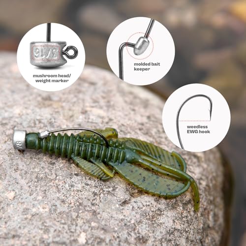 20Pack Weedless Ned Rig Jig Heads with Molded Bait Keeper System – Mushroom Head for Weedless Finesse Bass Fishing 1/16 1/8 3/16 1/4oz - color: Natural, size: Assorted - Assorted - 20Pack