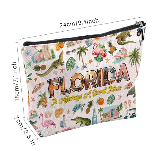Florida Makeup Bag, Florida Gifts For Women Friends, Vacation Souvenirs Makeup Pouch, Travel Toiletry Bag With Zipper, Birthday Anniversary Christmas Gifts For Best Friend Bestie Her - color: Florida