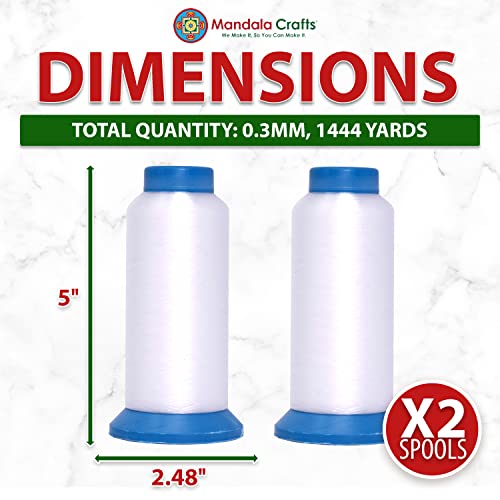 Mandala Crafts 0.3mm Clear Sewing Thread Transparent Nylon Invisible Thread for Sewing Quilting - 1444 Yds Monofilament Fishing Line String for Hanging and Wigs - color: Transparent, size: 0.3mm 1444 Yards 1320 Meters