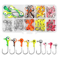 Fishing Jig Head Hooks Kit, Round Ball Crappie Jig Heads Lures Assorted Painted Fishing Lures Jig Heads for Walleye Bass Saltwater Freshwater Fishing 50/69/70pcs - style: 70pcs Kit