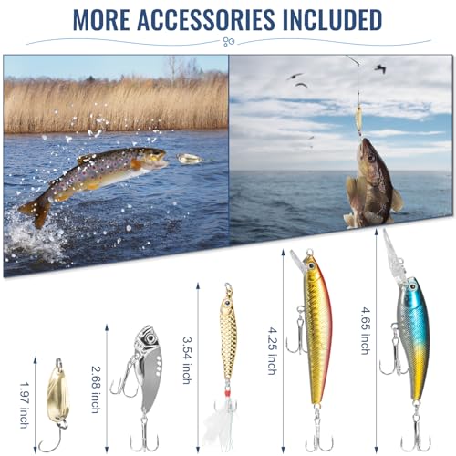 Fishing Lures, 92Pcs Tackle Box with Tackle Included, Crankbaits, Spoon, Hooks, Weights & Other Accessories, Fishing Bait Lure Gear Kit Gift for Men Bass Freshwater