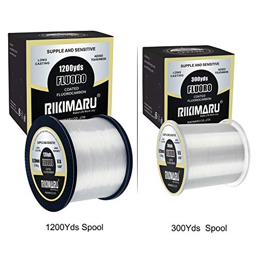 RIKIMARU Fluoro Fishing Line, 100% Soft Fluorocarbon Coated Fishing Line - size: 2 lb/0.14 mm/1200 yds