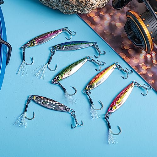 Goture Fishing Jigs,Vertical Jig Saltwater, Jig Fishing Lures with Assist Hook and Treble Hook, 7g-80g Fishing Jigging Spoon Lures for Tuna,Salmon,Sailfish,StripedBass,Grouper Snapper,Kingfish - size: 2.82oz/80g