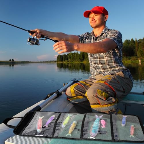 2 Pack 4 Pocket Lure Bag 29.1" x 14.2" Fishing Big Bait Bag Trolling Roll up Tackle Wrap Storage Organizer with Clear PVC Protective Cover for Lures, Bait, Terminal Tackle - size: 29.1" X 14.2"