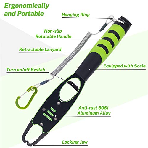 Night Cat Fish Lip Gripper With Scale 2 in 1 Aluminum Alloy Grabber Professional Fishing Tool Kit for Men