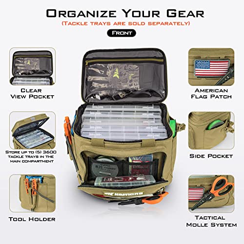 KastKing Fishing Tackle Bags - Saltwater & Freshwater Fishing Bags - Water Resistant, Padded Shoulder Strap - Gear Storage - color: Khaki--Medium, size: Medium