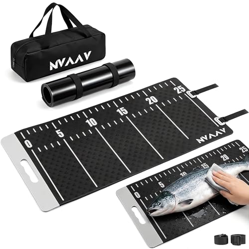 Large 29" Fish Fillet Mat with Storage Bag, Non-Slip Fish Cleaning Mat with 25" Integrated Ruler, Portable Fish Fillet Board for Cutting and Cleaning