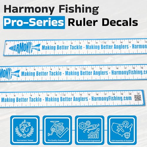Harmony Fishing - Pro-Series 21" Bass Fishing Ruler Decal with Weight Estimator (3 Pack)