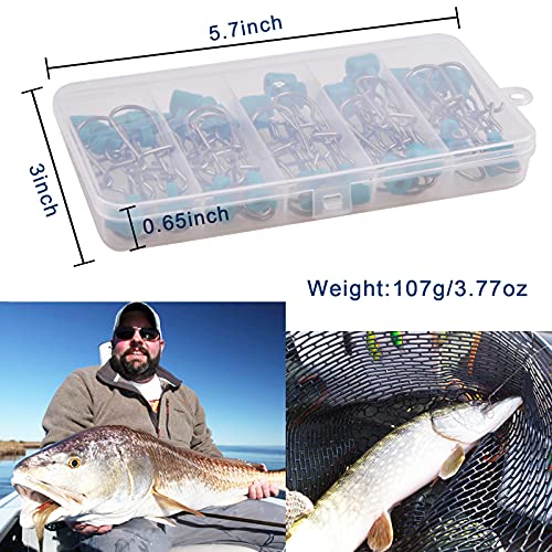 Fishing Line Sinker Slides- 30pcs Stainless Steel Braid Line Sinker Slider with Duo-Lock Snap High-Strength Line Weight Connectors for Saltwater Surf Fishing Rigs Catfishing - style: Green-30pcs
