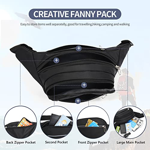 Crossbody Fanny Pack for Men&Women,Large Waist Bag & Hip Bum Bag with Adjustable Strap for Outdoors Workout Traveling Casual Running Hiking Cycling - color: Reflective Pea Green