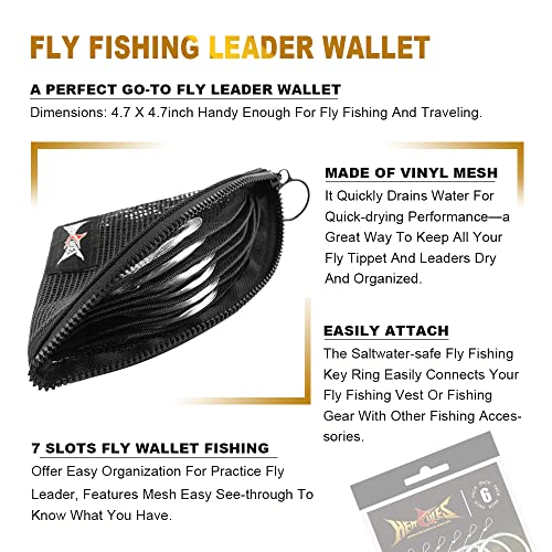 HERCULES Pre-Tied Loop Fly Fishing Leader 6 Pack with Tapered Leader Wallet - size: 12FT - 6pcs