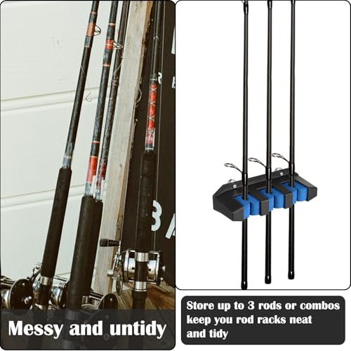 Seenelling 2 Pcs Magnetic Fishing Rod Holder for Car Fishing Pole Rack Vertical Rod Storage Holders for Truck Bed Boat Wall Garage Door - color: Blue, size: 3 Rods