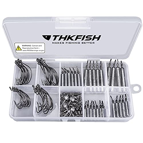 THKFISH Fishing Weights Sinkers Set, 28PCS Fishing Sinker Drop Shot Weights Kit,Drop Shot Rig Wacky Hooks for Saltwater Freshwater Bass Fishing - size: C-103pcs-Weight Kit