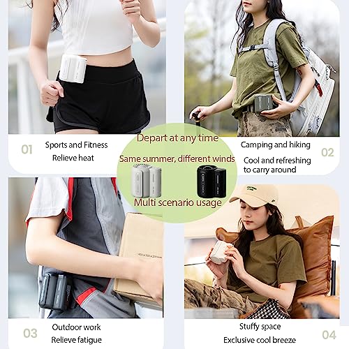 fuliying Waist Fan Portable Rechargeable – 4500mAh Battery Lasts 10 Hours, 3-Speed Personal Clip-On Fan, Hands-Free Wearable Mini Cooling Fans for Outdoor Work, Construction, Fishing, Camping - color: black