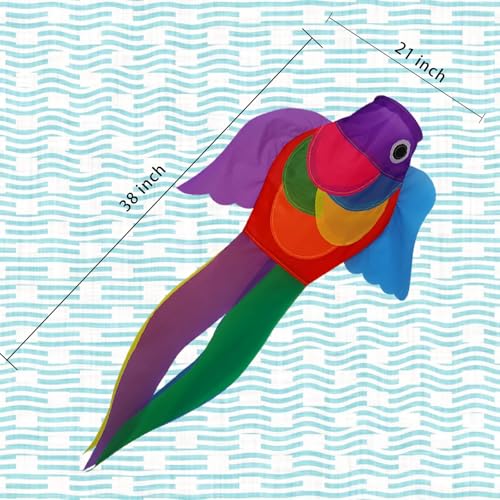 Fish Windsock Summer Wind Socks Outdoor 40 Inch Heavy Duty Clearance - color: Green