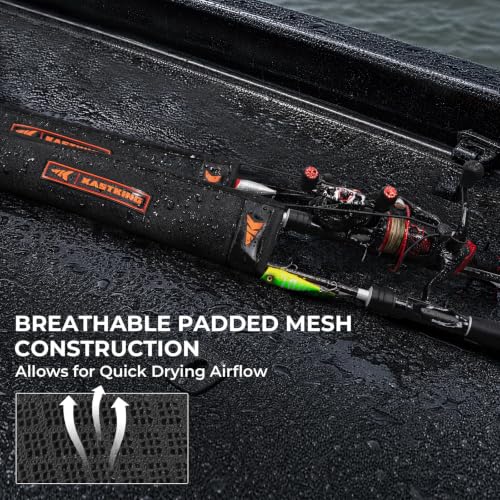 KastKing MeshGuard Rod Socks, Fishing Rod Sleeve, Neoprene Fishing Pole Sleeve, Fishing Rod Covers, Built-in Hanging Loop & Adjustable Lanyard, Fits Casting, Spinning, & Fly Rods - color: Black 4 Pcs, style: Casting/Trolling