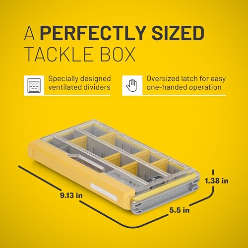 Plano EDGE 3500 Premium Tackle Storage with Rustrictor Rust-Resistant Technology, Gray and Yellow, Waterproof Terminal Tackle Box Organization, Small - style: 3500 Standard