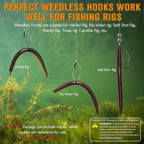 Dovesun Weedless Worm Hooks Wacky Rig Hooks Texas Rig Hooks 30PCS Professional V Bass Fishing Hooks for Freshwater Saltwater 1/0 2/0 3/0 - size: 1/0 * 30PCS, style: Professional "V" Weedless Hook