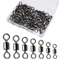Fishing Rolling Swivels Ball Bearing Swivel Snap Connector,Stainless Steel Black Nickel Bearing Swivels Hook line Connector for Saltwater Freshwater Test 29-282lb - size: #4-73lb-100pcs
