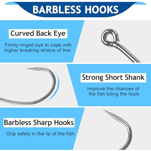 Barbless Fishing Hooks, 50/150pcs Carp Fishing Hooks Trout Hooks Circle Hooks Curve Shank Crank Fly Tying Hooks Carp Hair Fishing Bait Rigs for Freshwater Saltwater Fishing - size: 2#_150pcs