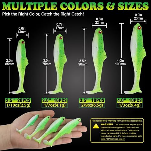 LUCKYFISHING Paddle Tail Swimbaits Soft Plastic Swimbaits Soft Baits for Bass Fishing Trout Crappie Walleye Freshwater Saltwater 10/16/20 PCS Soft Plastic Baits 4/3.5/3/2.5 Inch - color: Green, size: 3.5 inch-10pcs