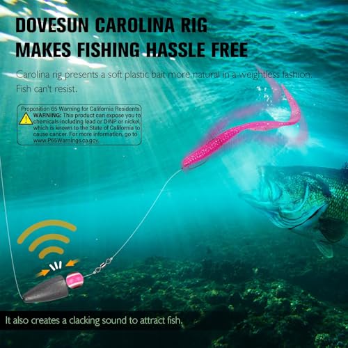 Dovesun 10/5PCS Ready Tied Carolina Rig Kit for Bass Fishing Catfish Rig Catfish Hook Kit with Bass Hooks, Swivel, Fluorocarbon Line, Weights - color: 10PCS, size: Size3/0 - Weight1/4oz