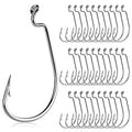 UCEC Fishing Hooks Offset Shank Worm Hooks Extra Wide Gap 2X Strong Carbon Steel Bait Jig for Bass Fishing Trout Catfish Saltwater Freshwater 1/0 2/0 3/0 4/0 5/0 30pcs/Box - size: 2/0 30pcs