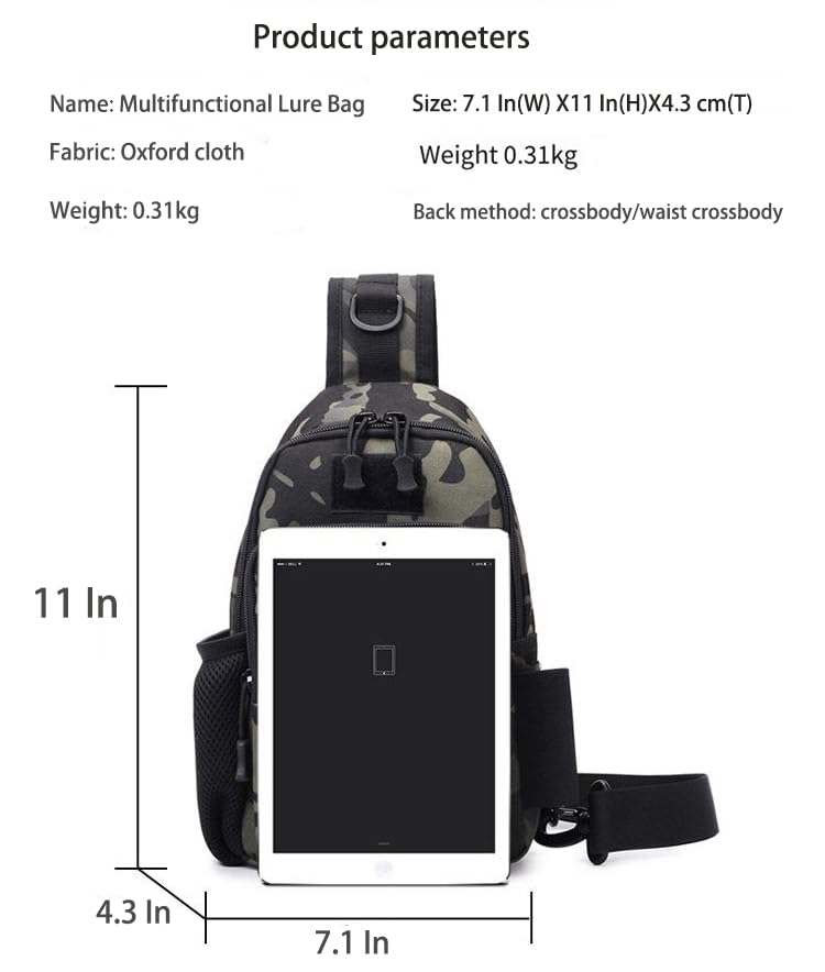 KCKEYS Tactical Sling Backpack, Crossbody Chest Bag, Military Daypack for Hiking Fishing, Available in Black, Khaki, Blue Camo (Khaki)