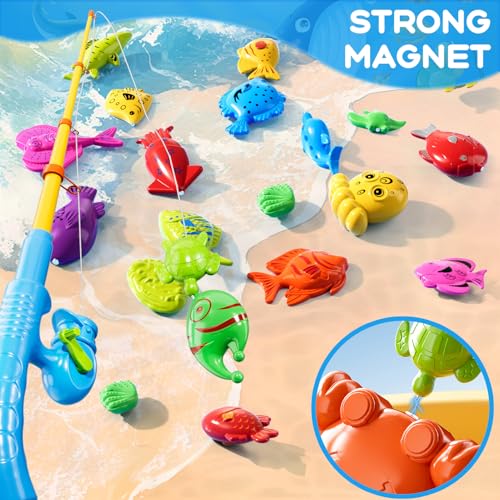 Magnetic Fishing Game Toys for Kids Toddlers 3-5 4-8, Water Table Bathtub Toys with Pole Rod Net Plastic Floating Fish, Water Bath Pool Outdoor Toys for Kids Toddlers Baby Age 3 4 5 6 7 8 Year Old - style: 35Fish+2Rod+2Net