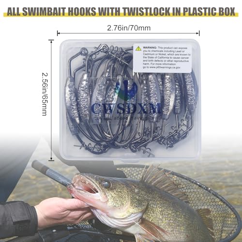 Twistlock Fishing Hooks, Swimbait Hooks Belly Offset Hooks Weighted Hook 1/0 3/0 4/0 for Soft Plastics Lures Fishing Saltwater Freshwater - color: Spring Weighted Hooks 2g - 30pcs