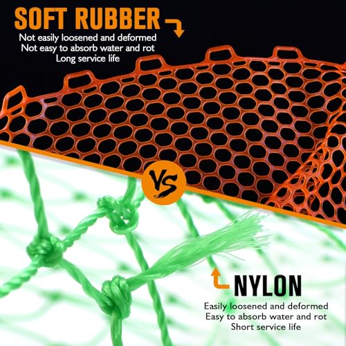 Dovesun Rubber Fishing Net Replacement Netting Without Handle Clear Black Fishing Nets for Fish Fly Fish Landing Net Bag for Freshwater Saltwater Foldable Trout Net Rubber Mesh 5 Sizes White Black Red - color: Red, size: 17.6"dia-15.6"depth(55.4"Circumfer