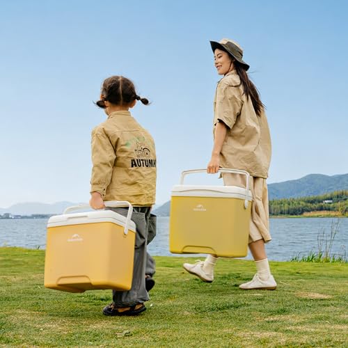 Naturehike 5.3/15/19 QT Hard Cooler, Insulated Ice Chest Box, Portable Ice Retention Cooler for Beach Camping Picnic Fishing Barbecue - color: Yellow, size: 14.8QT