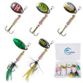 Spinnerbaits Rooster Bait Tail Fishing Lures Kit Inline Spinner Spoon Lures Bass Salmon Trout Hard Metal Spinner Baits for Saltwater Freshwater - style: 5pcs Spinnerbaits-a