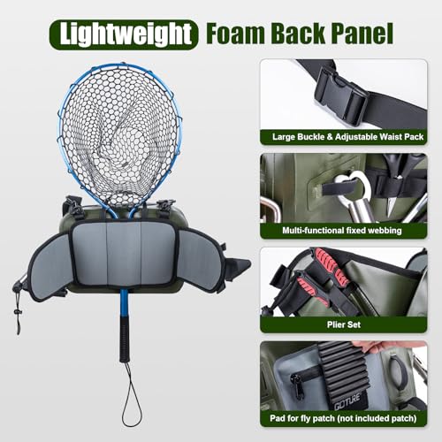 Goture Waterproof Fishing Waist Pack, IPX8 840D TPU Large Tackle Bag with Rod Holder, Airtight Zipper Closure, Fly Fishing Bag with Adjustable Waist Strap for Stream,Kayaking,Boating,Sling Fanny Pack - color: A1:9L Waterproof Tackle Bag