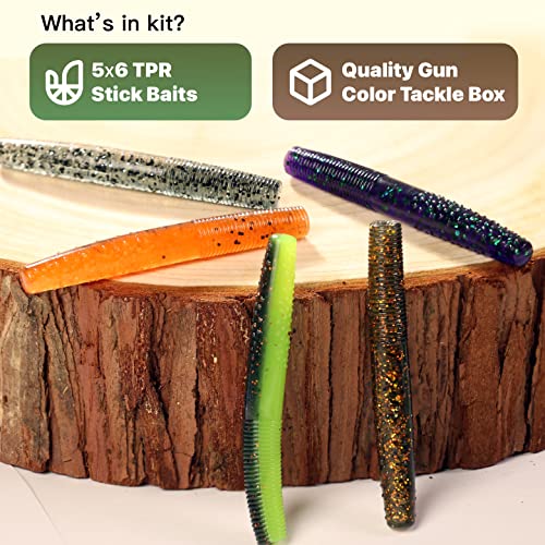Ned Rig Baits Kit,TRD Soft Plastic Worms or Crawfish for Bass Fishing - color: Stick Worm