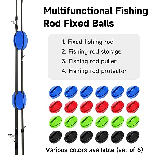 SANLIKE 6Pcs Elastic Rubber Fishing Rod Holder Fixed Balls Pole Protector | High stretch construction, multi-aperture fit, anti-slip rod fixation, lightweight portable outdoor fishing accessory - style: Blue-6PCS
