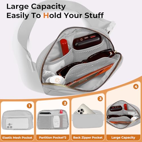 Belt Bag Zipper Fanny Pack Crossbody Bags for Women,Fashion Nylon Waist Packs, Water Repellent Two Way wear with Adjustable Strap Gifts for Teenage Girls Women Men(light gray) - color: light gray