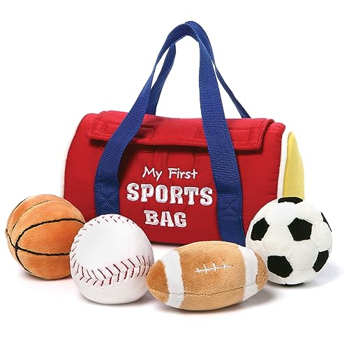 Baby GUND My First Sports Bag Stuffed Plush Playset, Baby Gift Toys for Boys and Girls Ages 1 & Up, 5 Piece, 8" - style: Sports Bag