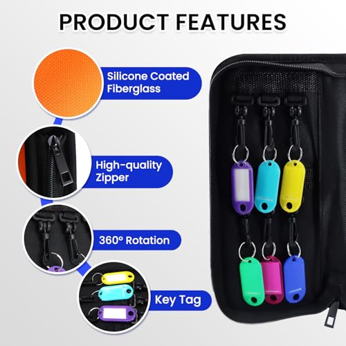 Key Organizer, Zippered Key Case, Fireproof and Waterproof Key Binder with 12 Hooks and Tags Portable Key Storage Book for Offices Real Estate Agencies Hotels and Rental Management - size: 12 keys