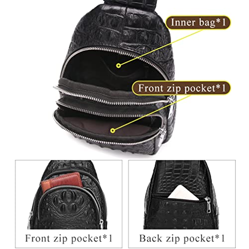 Vintage Leather Sling Bag Backpack for Men Crossbody Shoulder Chest DayPack Backpacks - color: #92black