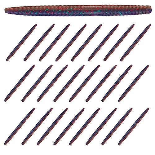 Reaction Tackle Wacky Worms, 5.5 Inch Salt Impregnated Soft Plastic Stick Bait Bass Fishing Lures for Finesse, Wacky, Neko, Texas and Carolina Rigs, 24 Pack - color: PB&J